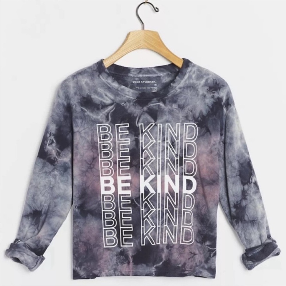 ANTHROPOLOGIE good hYOUman Graphic Pullover Sweaters Tops Tie Dye Navy XS NWOT